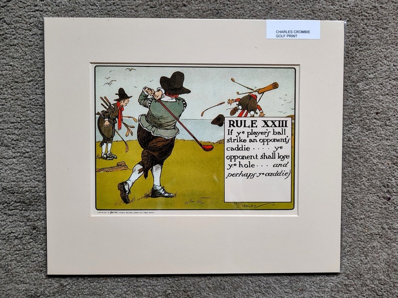 Charles Crombie Golf Print – Rule XXIII – Mounted – New & Sealed