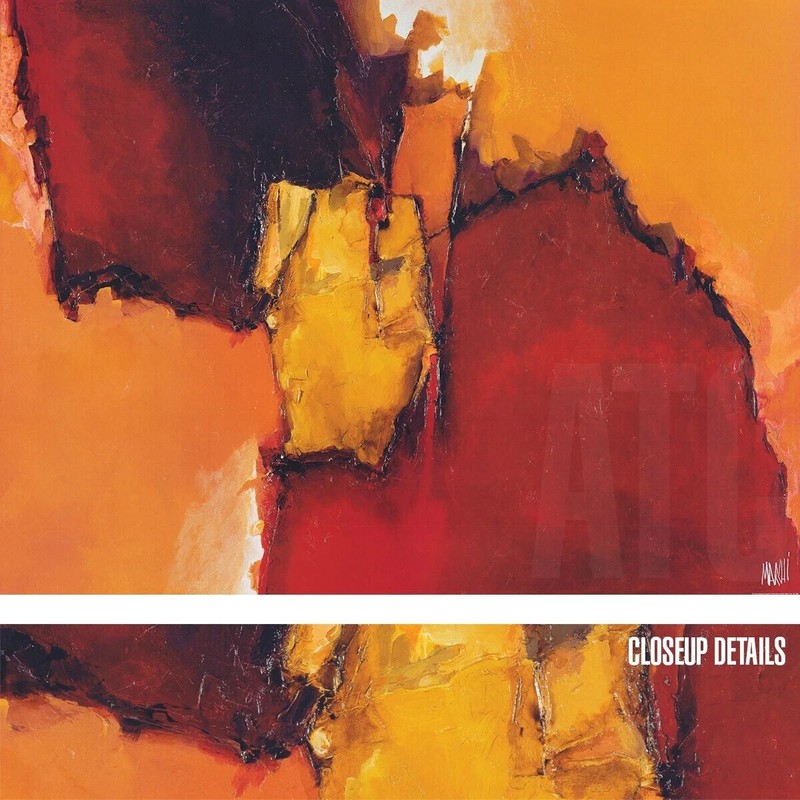 47W»x35H» ORKIS BOURBON by DANIEL MARCHI – RED CANARY ORANGE CHOICES of CANVAS