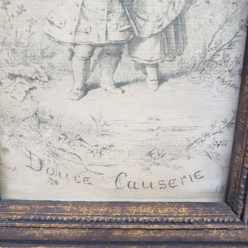 Lucien Penet Vintage Reproduction French Etching Wooden Framed 8.5 X 6 Children gallery