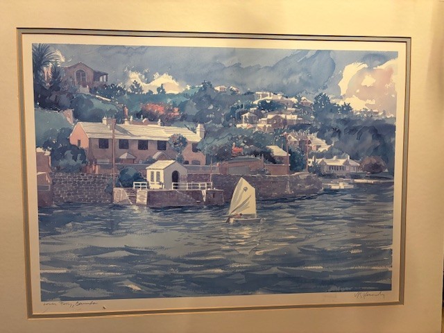 R.E. Kennedy «Lower Ferry Bermuda » Watercolor Print Matted Signed Free Shipping