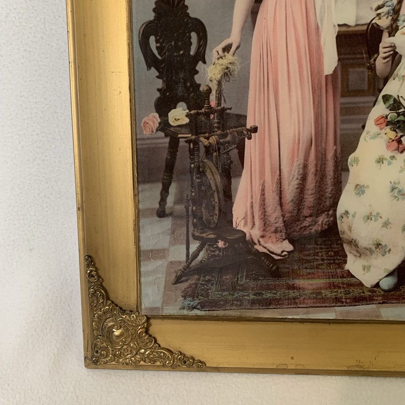 Antique Reverse Glass Print Victorian Gilded Framed Picture 1900 gallery
