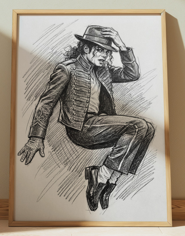MICHAEL JACKSON DRAWING PRINT PORTRAIT SKETCH 8″ x 10″ HOME DECOR WALL ART