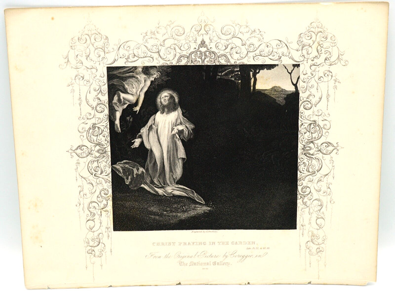 Antique Print Christ Praying in The Garden From Original Picture by Correggio gallery