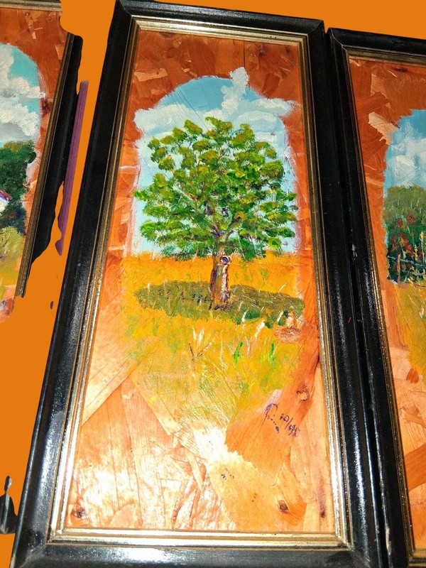 Set Of 4 Vintage Farm-Themed Framed Art Panels With Rustic Barn Tree & Windmill gallery