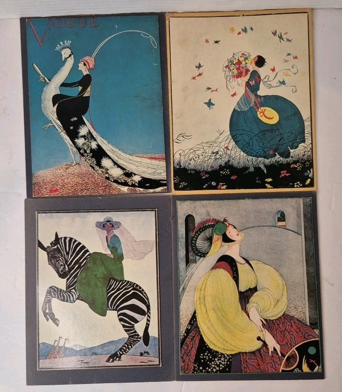 (4) Vogue Magazine Cover Print on Cardboard Reproduction 6 3/4″ x 8 1/2″