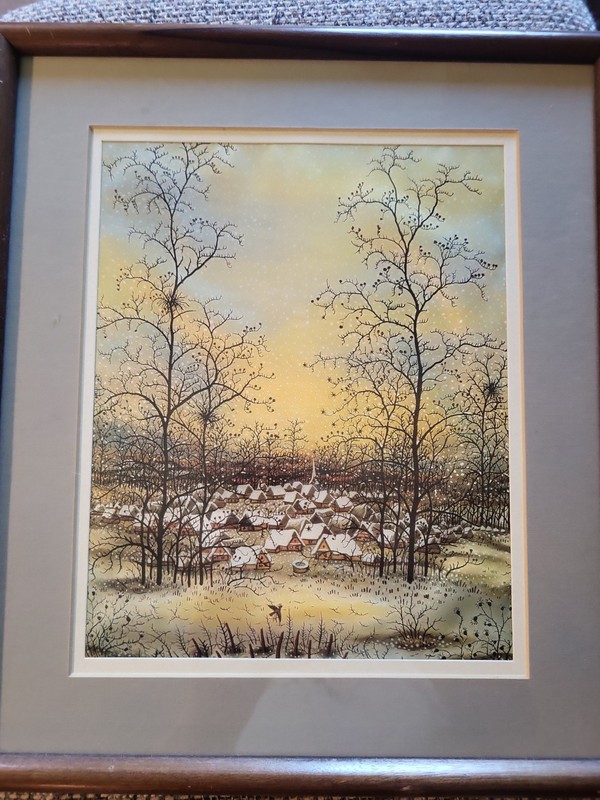 Ivan Lackovic - Croatian Landscape 8"×10" - Framed & Matted - 13"×15" On Silk