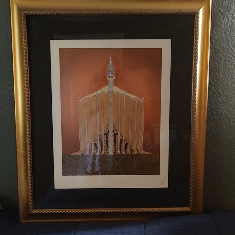 Erté Adoration Serigraph Print Signed Numbered 156/300 Matted Framed 1980