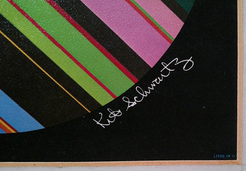 KIT SCHWARTZ (AMERICAN, 20TH C) VINT OP-ART, GEO-ABSTRACT COLOR LITHOGRAPH PRINT gallery