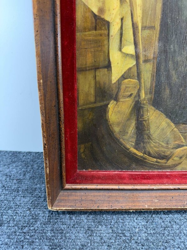 Vintage Lerusi Creations Textured Art Print Women in Doorway Ornate Frame 22x17 gallery