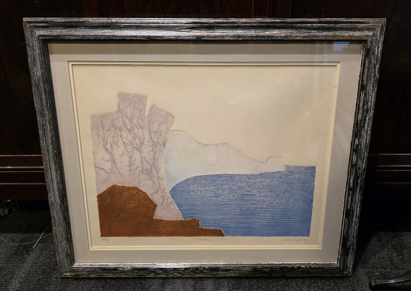 EDWARD WARD Original Vintage Signed Monterey MCM Composition Lithograph 7/75