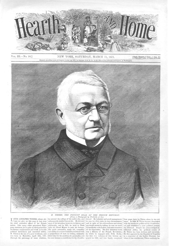 M. Thiers – The Present Head of the French Republic – 1871 Historical Print