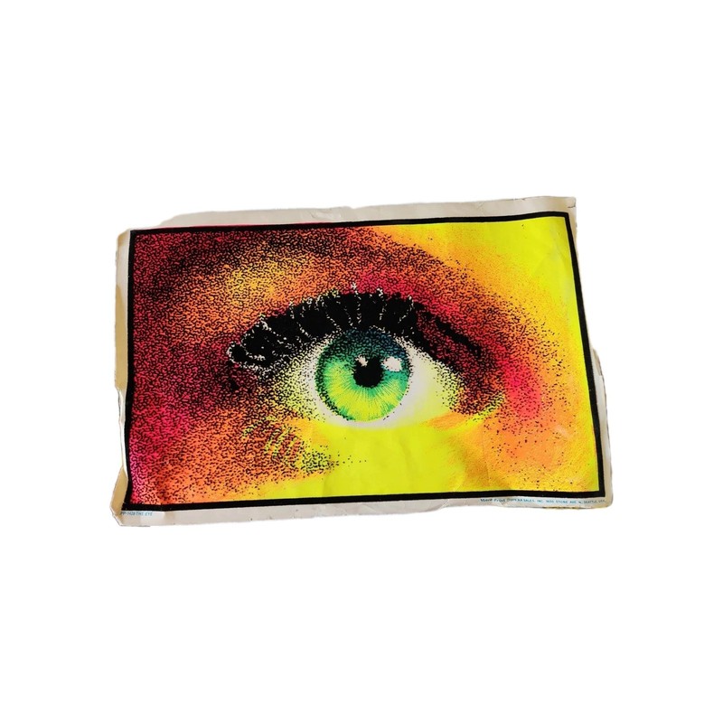 Hippy Velva Print 428 The Eye furry neon poster RARE psychedelic Rave Boho