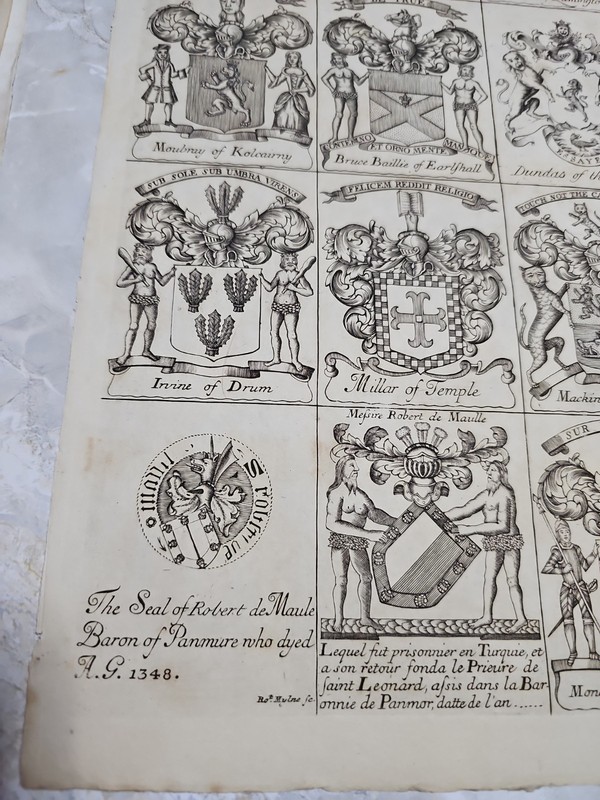 Antique 18thC Scottish Heraldry Engraving Plate II Vol II Coats of Arms Panmure gallery