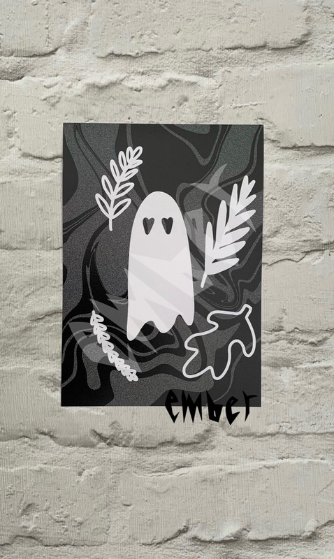 Romeo the ghost Print Art Print on 300gsm A4 or A5 card for display by Ember