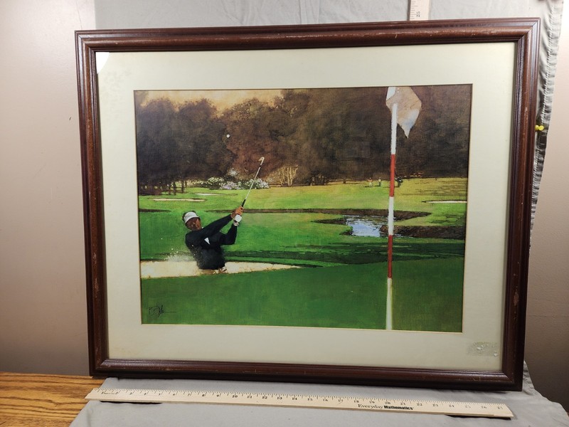 Vintage Art Print Poster «The Sand Wedge» Bart Forbes Golf Decor PGA Framed