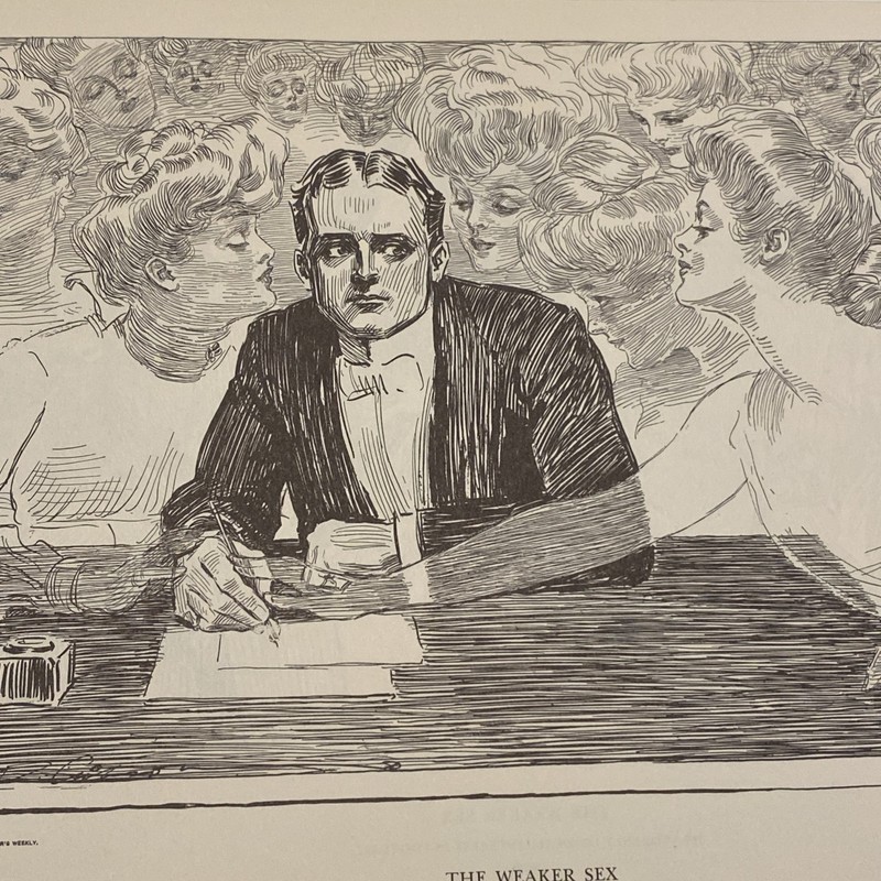 THE WEAKER SEX 1900’s Antique Art Print Settling Down Charles Dana Gibson Girls