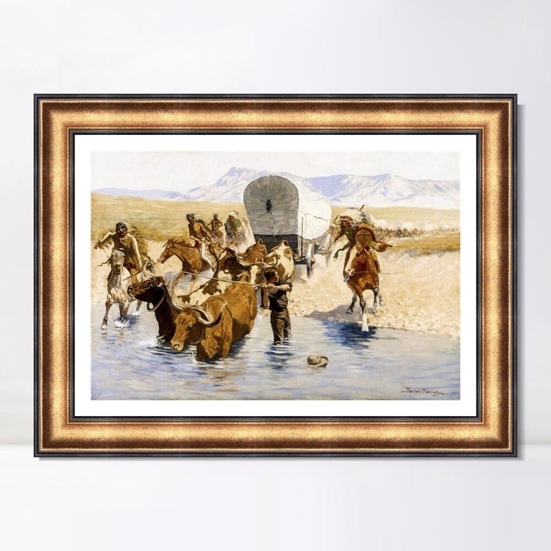 Framed Canvas Giclee Print The Emigrants by Frederic Remington Wall Art gallery