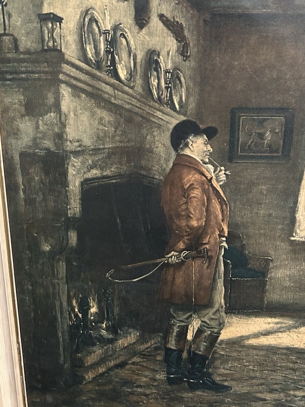 Vintage Frank Moss Bennett The Hunt Breakfast Art Print With Frame 39X29 gallery
