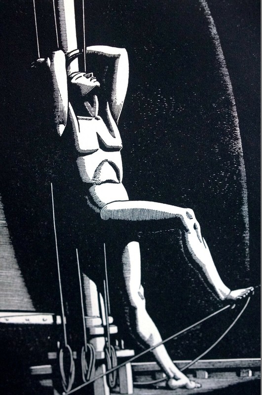Rockwell Kent 1930 SAILOR LEANING on SHIP MAST at SEA NIGHT Print Matted