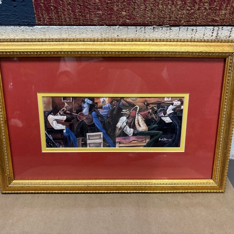 Original FRANK MORRIS Print Framed/ Matted “ BACKSTAGE “African American Art