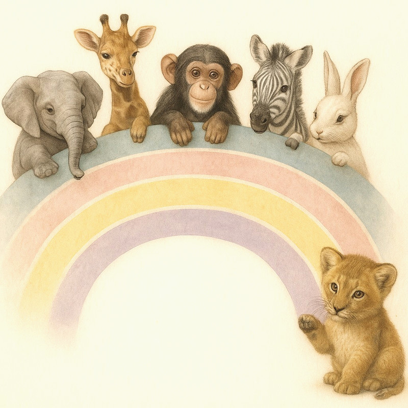 Nursery Art Print Unframed Glossy 11″x 10″ Jungle Animal Rainbow Gender Neutral