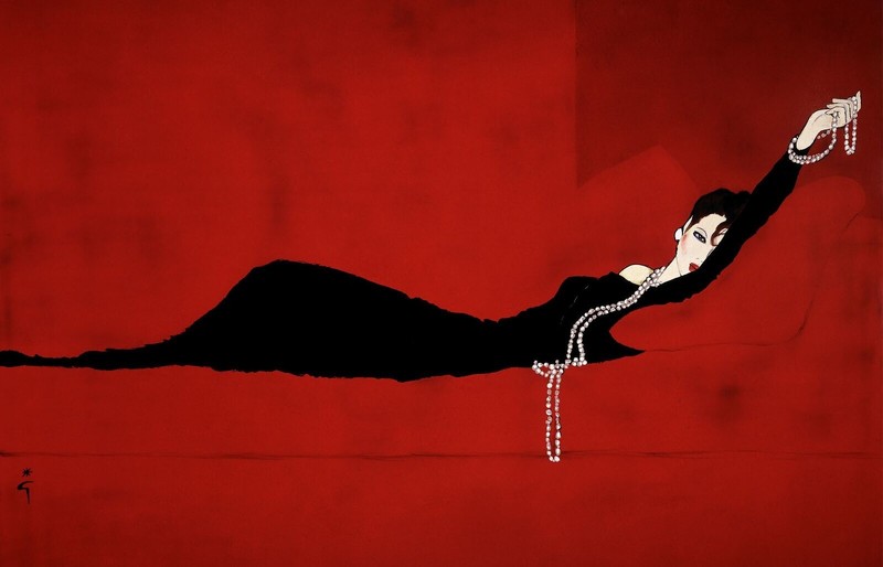 René Gruau : Dior : Iconic Red And Black Fashion Illustration Art Print