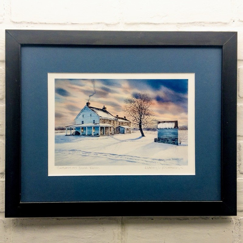 Harry L Richardson Signed Sebastian Derr Farm Winter Landscape Framed Print