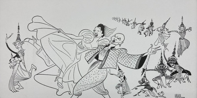 Al Hirschfeld "The King and I - Yul Bryner 1951" CUSTOM FRAMED ART Broadway gallery