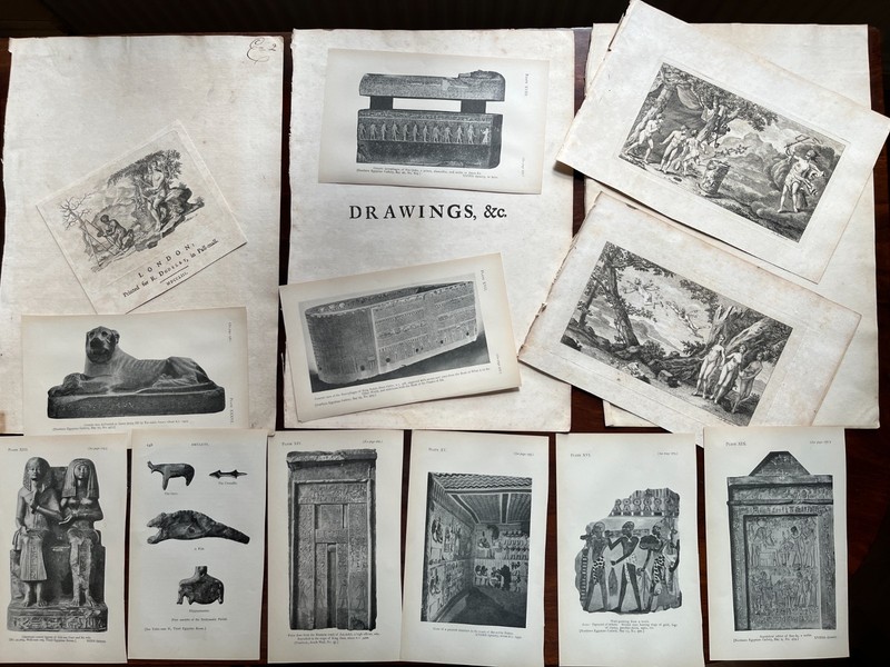Muller Antique Engravings etchings , Egypt prints, blank laid paper FREE UK POST