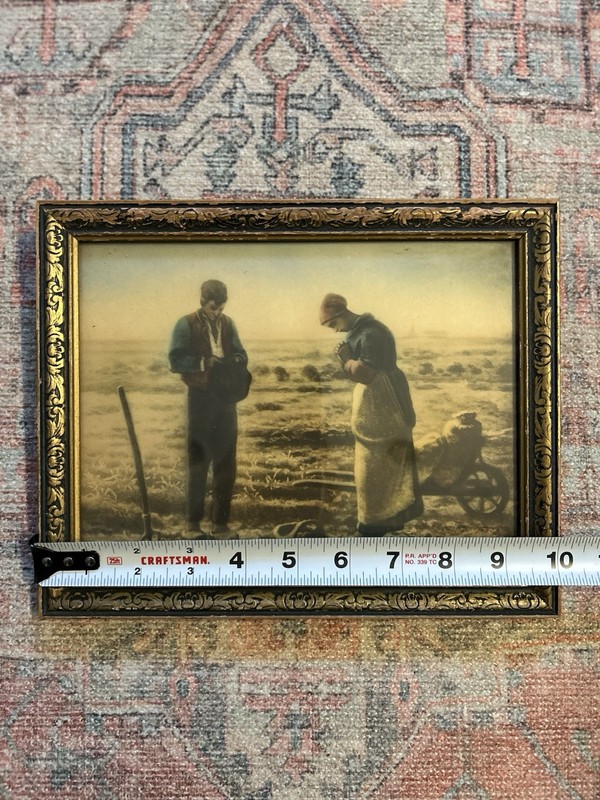 Vintage Print Framed The Angelus By Jean Millet European Farmers Praying gallery