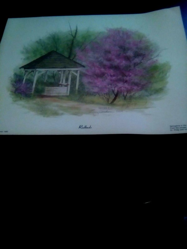 Larry Dodson 1984 "Redbuds" original signature Print-see special in description gallery