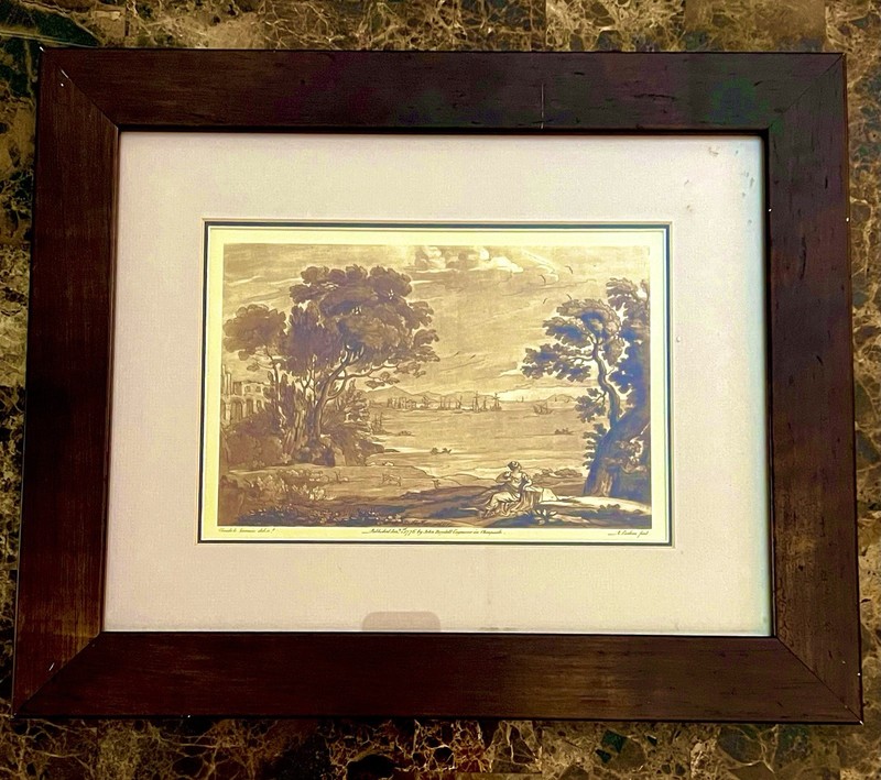 Pastoral Landscape engraving: Claude Lorrain, engraved Richard Earlom, J Boydell