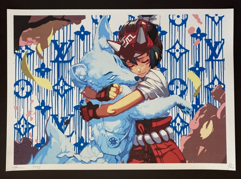DEATH NYC Hand Signed Print Framed 16x20in COA ANIME JAPAN MURAKAMI & gallery