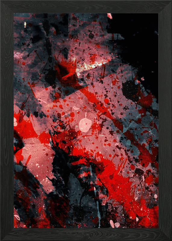 Abstract Red and Black Splatter Art Framed Wall Art Poster Canvas Print Picture