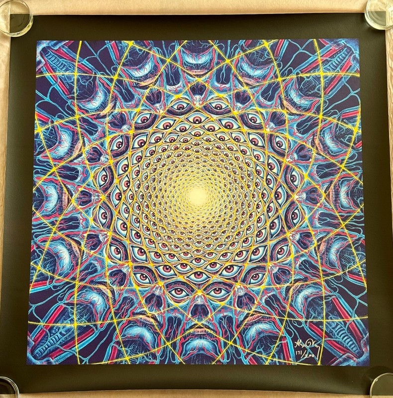 Alex Grey "Collective Vision" Canvas Art print-2019 Signed 30" X 30" C.O.A. Tool
