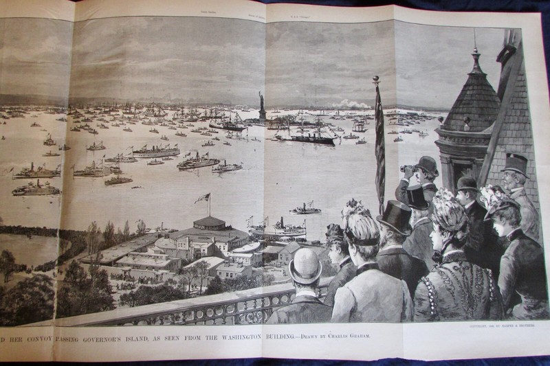 THE CENTENNIAL NAVAL PARADE IN THE UPPER BAY N.Y. 1889 HARPERS LARGE SUPPLEMENT gallery