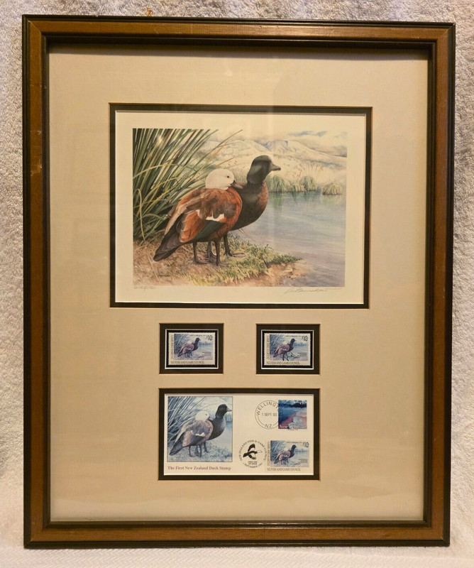 VTG 1993 ADELE EARNSHAW Print & Stamp Hand SIGNED Framed LTD ED NEW ZEALAND