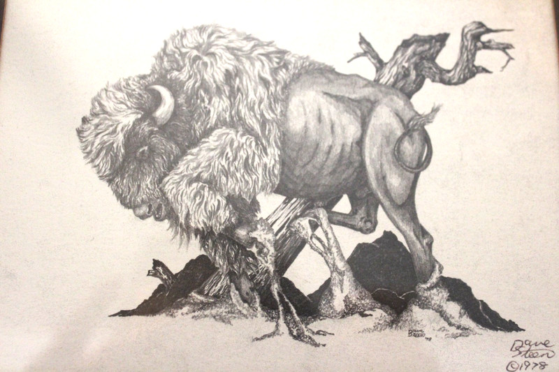 Vtge David M. Steen Buffalo Bison Art Print 10 X 8" Matted 4 1/2 x 6 1/2 Print gallery