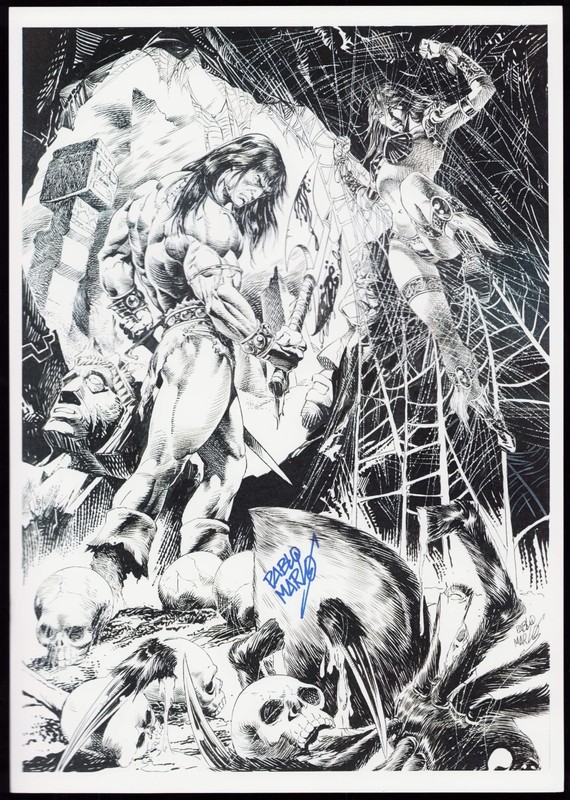 Conan The Barbarian + Tarantula by Pablo Marcos - SIGNED 11.5" x 16.5" Art Print