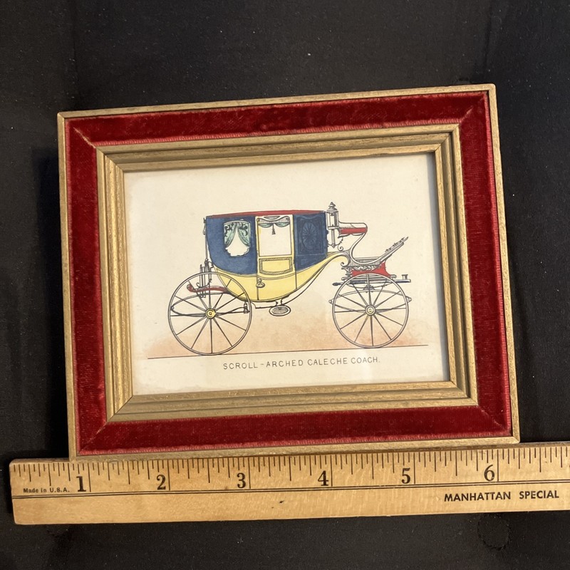 VINTAGE ANTIQUE CAR Caleche Coach Print MAN CAVE GARAGE ART Velvet Frame