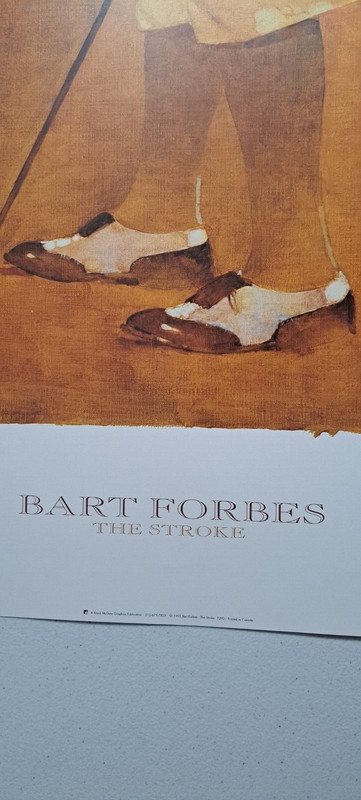 ARTIST SIGNED Bart Forbes poster print " The Stroke " Golf art vintage gallery
