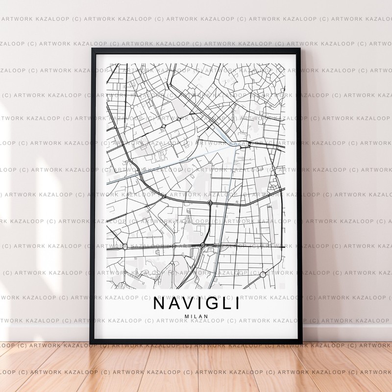 Navigli Map Poster Print Unframed Milan Italy Art Navigli Street Layout Decor