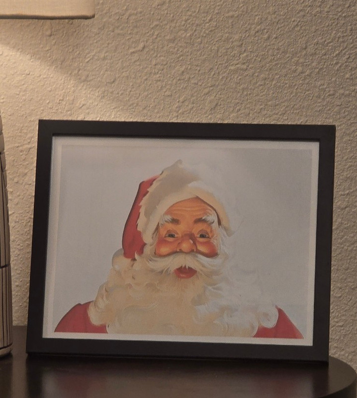 Nativity Scene And Santa Claus Pair Of Christmas Home Decor Framed Art Prints gallery