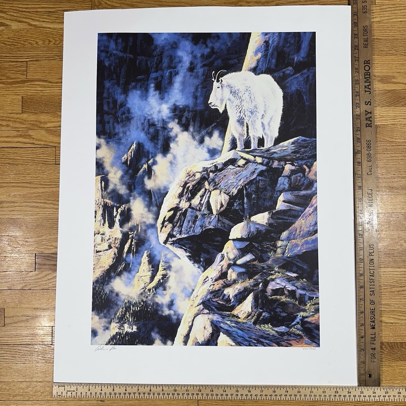Signed & Numbered Mountain Goat Print By Andrew Kiss 24 3/4”x 31 5/8” Wildlife