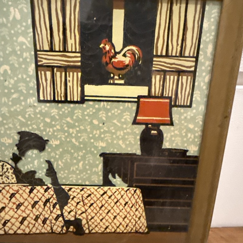 vintage reverse-painted silhouette advertising piece, from the mid-20th century gallery