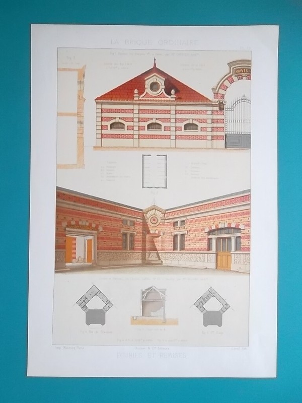 ARCHITECTURE Color Print 1878 – Victorian Brick Horse Stables Coach Garages