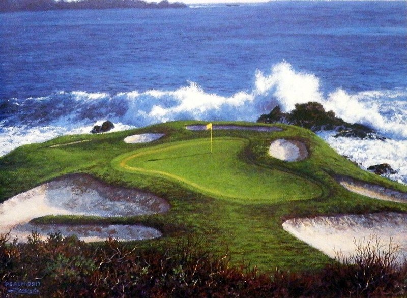 Larry Dyke «The 7th» at Pebble Beach Golf Print 12″ x 9″