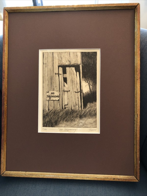 Dale Rayburn Mississippi Artist Etching 22/90 “No Trespassing” Signed