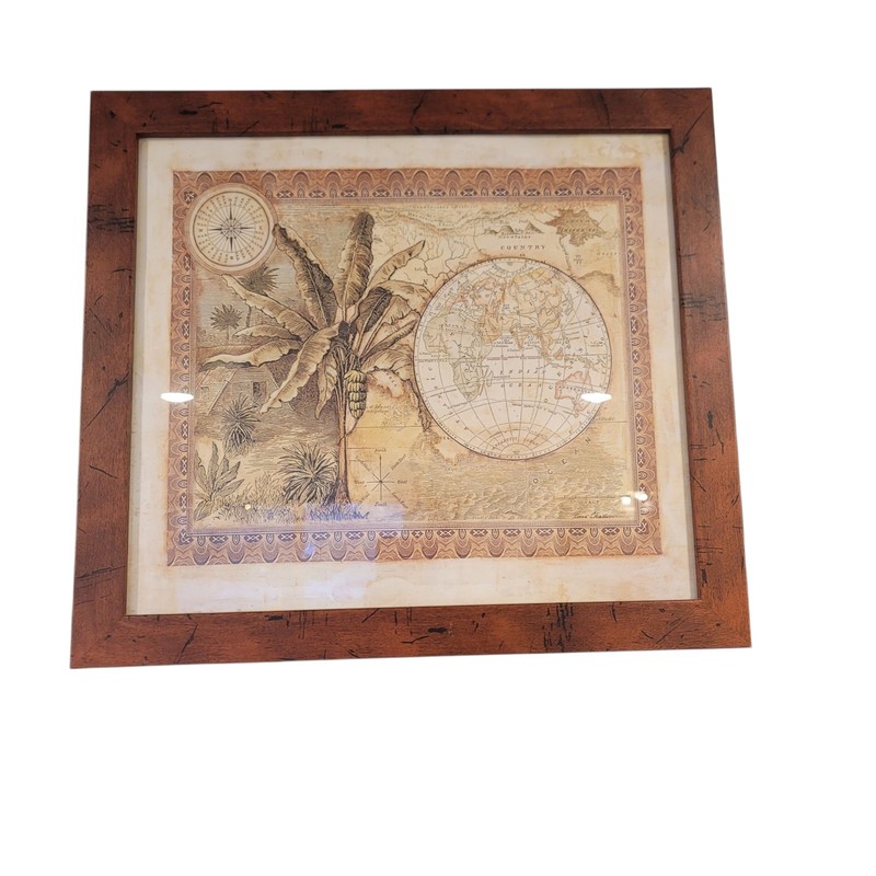 Toni Chrien Framed Global Safari Map I Botanical Illustrations, 16x20"