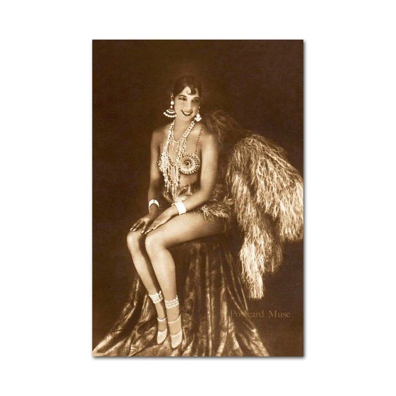 Josephine Baker In Feathers Antique Image 4×6 Art Paper Print